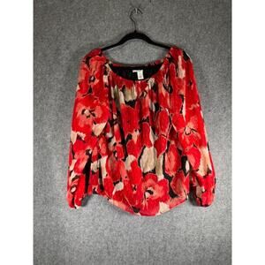 Whitehouseblackmarket Blouse Women Small Smocked Long Sleeve Balloon Romantic‎